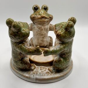 Ceramic 3 Frogs Votive Candle Holder